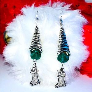 Christmas tree themed earrings. $10